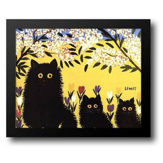 Three Black Cats 22x18 Framed Art Print by Lewis, Maud